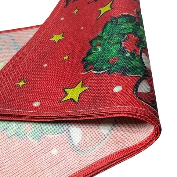 Christmas Placemats Disney Minnie Mouse Mouse Wreath Festive Holiday Red 4 Piece - Picture 8 of 16